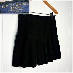 ✨Y2K 2000’s Vintage Juicy Couture Jeans Black Corduroy Pleated Mini Skirt Preppy